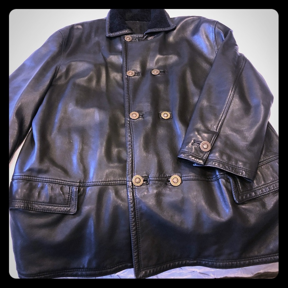 Vintage Gianni Versace Leather Coat!